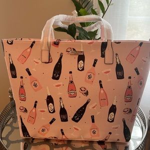 NWT Kate Spade zip top tote. Pink w champagne print.